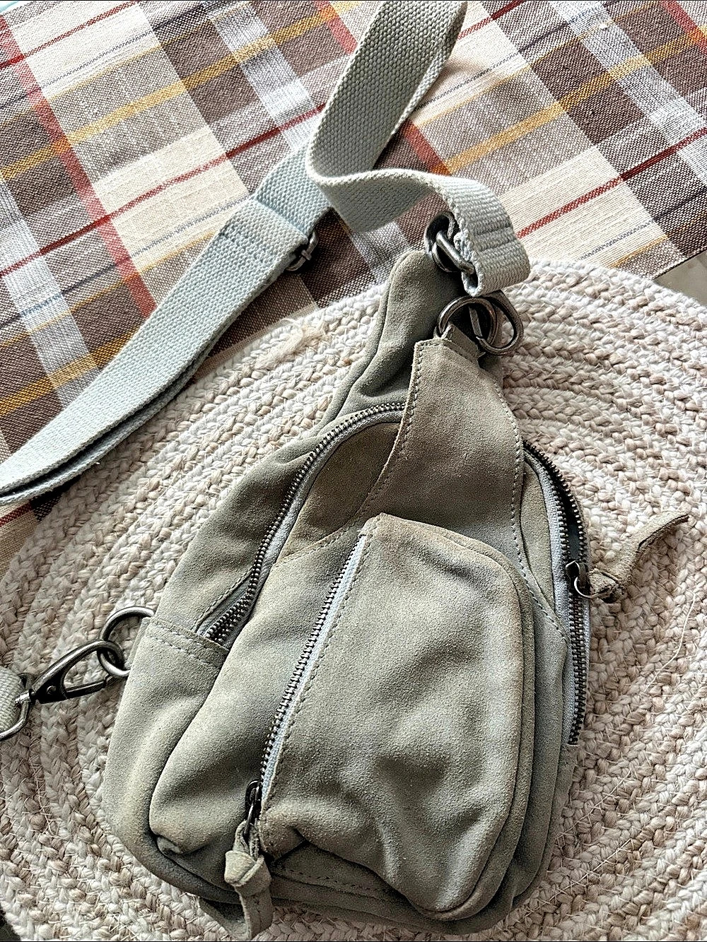Free People Hudson Suede Sling Bag Olive Crossbody Bag